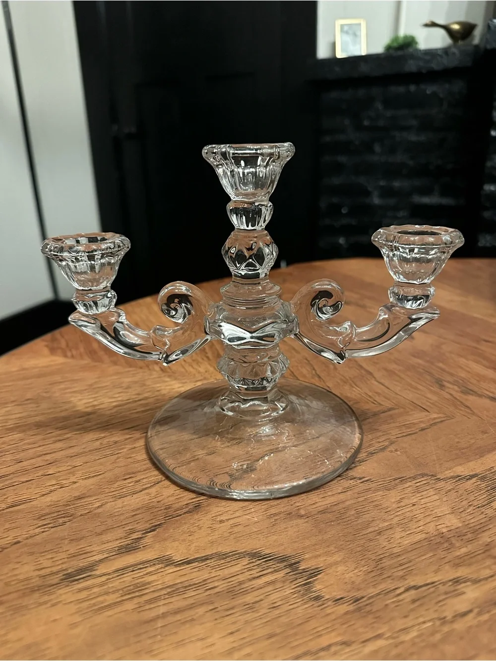 Clear Glass 3-Arm Candelabra Pair - Elegant Home Accents